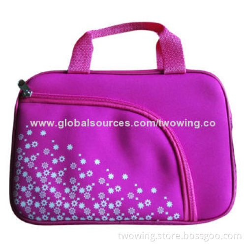 Neoprene laptop bag, suitable for 7/10" computer, with PP webbing handle, solid print logo